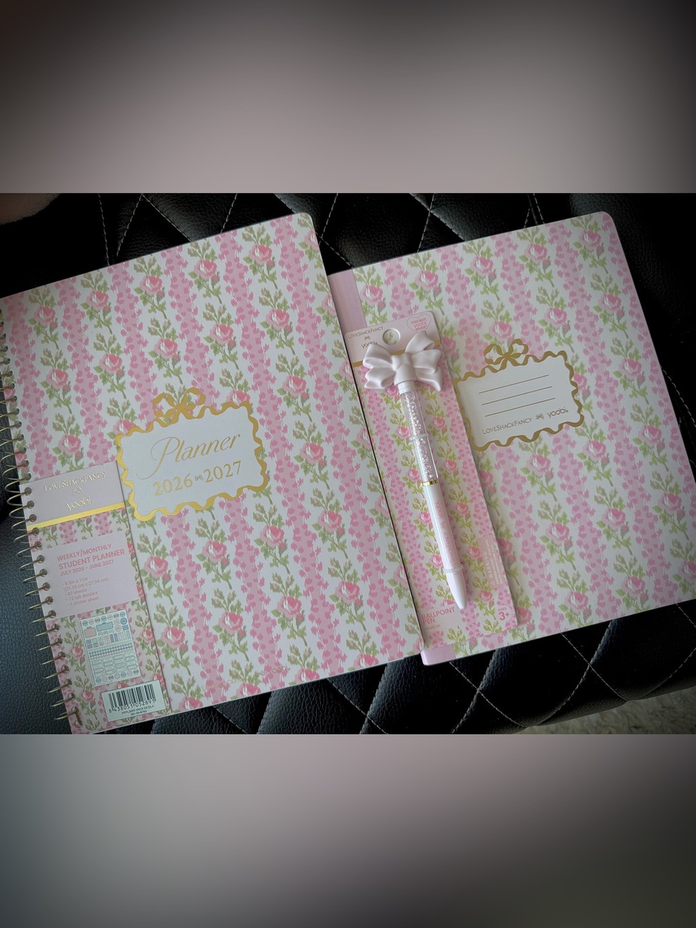 Loveshackfancy Floral Pink Planner with Bow Top Pen & Composition Notebook Set🎀🌸